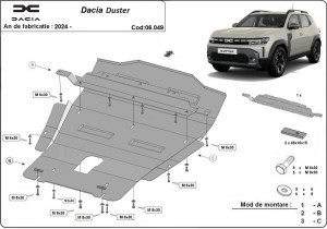 Default Category Dacia Duster 2024-prezent , Scut motor metalic Dacia Duster 4x4 2024-prezent - autogedal.ro
