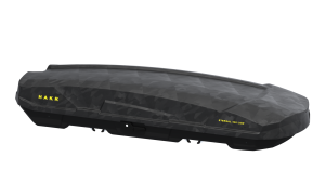 Cutii Portbagaj - Cu prindere pe bare transversale Hakr , Cutie portbagaj Hakr Eternal 440 Negru Camuflaj, 207x87x37 cm, 440 Litri - autogedal.ro