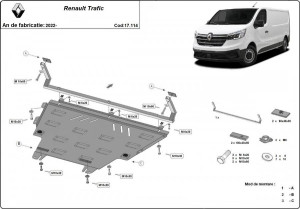 Scuturi Metalice Auto Renault , Scut motor metalic Renault Trafic 2022-prezent - autogedal.ro