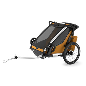 Transport copii Galben , Carucior multisport double Thule Chariot Sport 2, Natural Gold - autogedal.ro