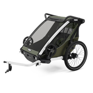 Transport copii Verde , Carucior multisport Thule Chariot Lite double, Vintage Green - autogedal.ro