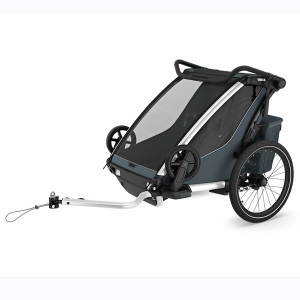 Transport copii - Carucioare multisport, Carucior multisport double Thule Chariot Cross 2, Dark Slate - autogedal.ro