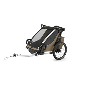 Transport copii - Carucioare multisport, Carucior multisport double Thule Chariot Cross 2, Faded Khaki - autogedal.ro