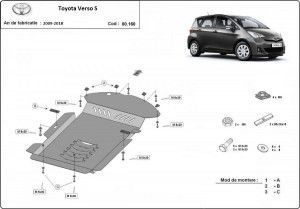 Scuturi metalice auto Toyota Verso, Scut metalic antifurt catalizator Toyota Verso 2009-2018 - autogedal.ro