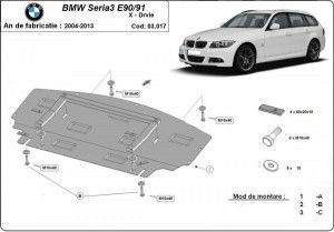 Scuturi metalice auto BMW Seria 3, Scut metalic radiator si bara fata Bmw Seria 3 E90/E91 X-Drive 2004-2013 - autogedal.ro