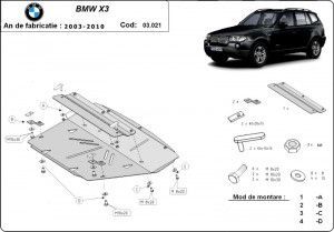 Scuturi metalice auto BMW X3, Scut metalic Radiator si bara fata Bmw X3 E83 2004-2010 - autogedal.ro