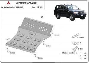 Scuturi Metalice Auto, Scut metalic motor si radiator Mitsubishi Pajero 3 (V60, V70) Vers 2.0 1998-2007 - autogedal.ro