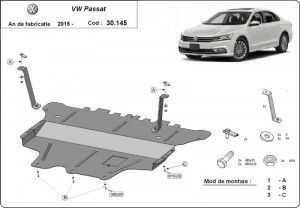 Scuturi metalice auto Volkswagen Passat, Scut motor metalic VW Passat B8 Cutie Manuala 2015-prezent - autogedal.ro