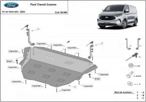 Scuturi Metalice Auto, Scut motor metalic Ford Transit Custom Tractiune Fata 2023-prezent - autogedal.ro