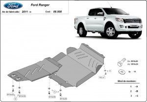 Scuturi metalice auto Ford Ranger, Scut motor metalic Ford Ranger 2012-2019 - autogedal.ro