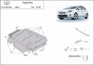 Scuturi Metalice Auto, Scut motor metalic Toyota Prius 2009-2015 - autogedal.ro