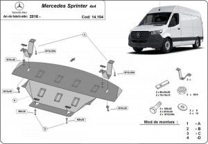 Scuturi Metalice Auto, Scut motor metalic Mercedes Sprinter 4x4 2018-prezent - autogedal.ro