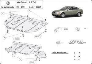 Scuturi metalice auto Volkswagen Passat, Scut motor metalic VW Passat B5 2.5 TDI V6 1996-2005 - autogedal.ro