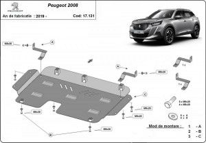 Scuturi metalice auto Peugeot 2008, Scut motor metalic Peugeot 2008 2020-prezent - autogedal.ro