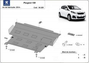 Scuturi Metalice Auto Peugeot 108, Scut motor metalic Peugeot 108 2014-prezent - autogedal.ro