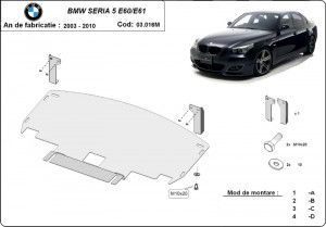 Scuturi metalice auto BMW Seria 5, Scut motor metalic cu bara M Bmw Seria 5 E60/E61 2003-2010 - autogedal.ro