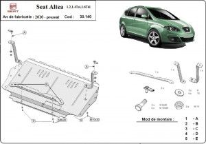 Scuturi Metalice Auto Seat Altea, Scut motor metalic Seat Altea 1.2,1.4Tsi,1.6Tdi 2010-2015 - autogedal.ro