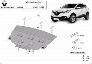 Scuturi metalice auto Renault Kadjar, Scut motor metalic Renault Kadjar 2015-2022 - autogedal.ro