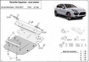 Scuturi Metalice Auto, Scut motor metalic Porsche Cayenne 2010-2017 - autogedal.ro
