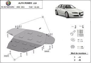 Scuturi metalice auto Alfa Romeo 159, Scut motor metalic Alfa Romeo 159 2005-2011 - autogedal.ro