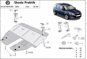 Scuturi metalice auto Skoda, Scut motor metalic Skoda Praktik 2006-2015 - autogedal.ro