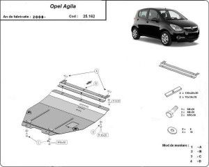 Scuturi metalice auto Opel Agila, Scut motor metalic Opel Agila 2008-2015 - autogedal.ro
