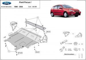 Scuturi metalice auto Ford Focus, Scut motor metalic Ford Focus I 1998-2005 - autogedal.ro
