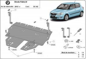 Scuturi metalice auto Skoda, Scut motor metalic Skoda Fabia III - Benzina 2014-2021 - autogedal.ro
