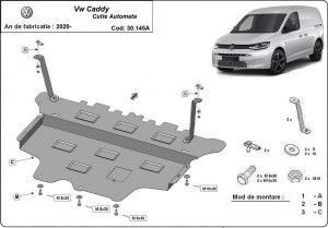 Scuturi metalice auto Volkswagen Caddy, Scut motor metalic VW Caddy Cutie Automata 2021-prezent - autogedal.ro
