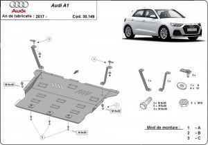 Scuturi metalice auto Audi A1, Scut motor metalic Audi A1 GB 2018-prezent - autogedal.ro