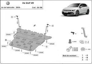 Scuturi metalice auto Volkswagen Golf, Scut motor metalic VW Golf 8 2019-prezent - autogedal.ro