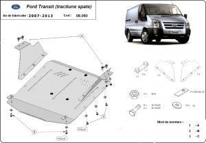 Scuturi Metalice Auto Ford Transit, Scut motor metalic Ford Transit - tractiune spate 2007-2014 - autogedal.ro