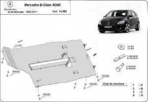 Scuturi Metalice Auto, Scut motor metalic Mercedes B-Class W245 2005-2011 - autogedal.ro