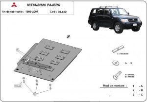Scuturi Metalice Auto, Scut metalic cutie de viteze Mitsubishi Pajero 3 (V60, V70) 1998-2007 - autogedal.ro