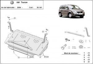 Scuturi metalice auto Volkswagen Touran, Scut motor metalic VW Touran 2003-2015 - autogedal.ro