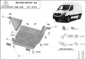 Scuturi Metalice Auto Mercedes Sprinter, Scut motor metalic Mercedes Sprinter 4x4 2006-2018 - autogedal.ro
