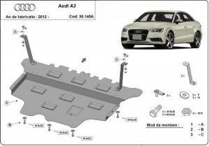 Scuturi Metalice Auto, Scut motor metalic Audi A3 8V Cutie Automata 2013-2020 - autogedal.ro
