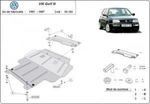 Scuturi metalice auto Volkswagen Golf, Scut motor metalic VW Golf 3 1991-1997 - autogedal.ro