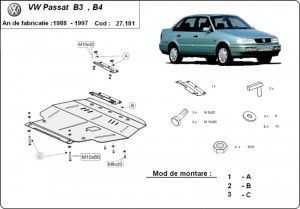 Scuturi metalice auto Volkswagen Passat, Scut motor metalic VW Passat - Diesel 35I 1988-1997 - autogedal.ro