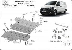 Scuturi Metalice Auto Mercedes Viano, Scut motor metalic Mercedes Viano W447 2.2Diesel, 4x4 2014-prezent - autogedal.ro