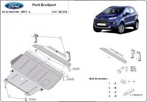 Scuturi metalice auto Ford, Scut motor metalic Ford Ecosport 2011-2017 - autogedal.ro