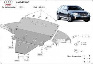 Scuturi Metalice Auto Audi, Scut motor metalic - laterale incluse Audi Allroad C6 2005-2011 - autogedal.ro