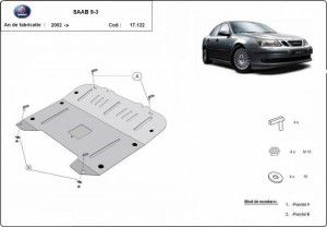 Scuturi metalice auto Saab, Scut metalic motor si cutie de viteze Saab 9-3 2002-2010 - autogedal.ro