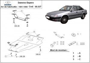Scuturi metalice auto Daewoo, Scut motor metalic Daewoo Espero 1991-1999 - autogedal.ro
