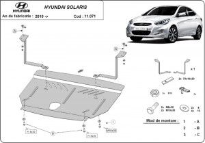 Scuturi Metalice Auto Hyundai Solaris, Scut motor metalic Hyundai Solaris 2010-2019 - autogedal.ro