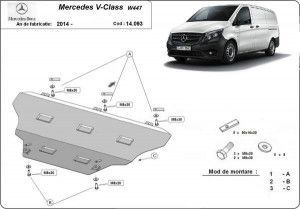 Scuturi Metalice Auto Mercedes V-Class, Scut motor metalic Mercedes V-Class W447 1.6Diesel, 2x4 2014-prezent - autogedal.ro