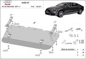Scuturi metalice auto Audi A7, Scut motor metalic Audi A7 2011-2020 - autogedal.ro