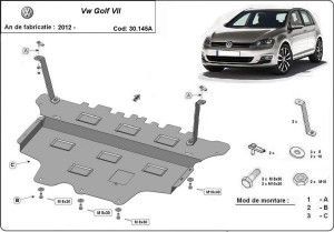 Scuturi metalice auto Volkswagen Golf, Scut motor metalic VW Golf 7 Cutie Automata 2012-2019 - autogedal.ro
