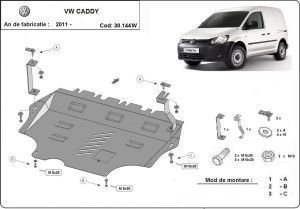 Scuturi metalice auto Volkswagen Caddy, Scut motor metalic VW Caddy cu WEBASTO 2010-2020 - autogedal.ro