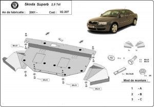 Scuturi metalice auto Skoda, Scut motor metalic Skoda Superb 3U 2.5 TDI V6 2002-2008 - autogedal.ro
